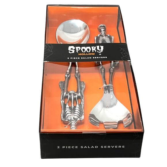 Spooky Hollow 2 Piece Heavy Duty Metal Salad Servers - Picture 1 of 6